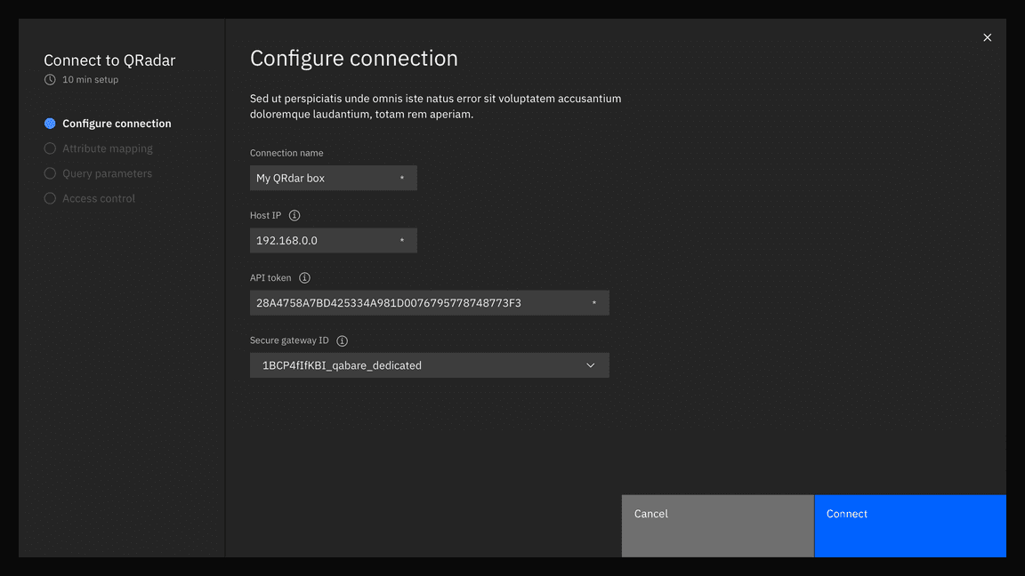 IBM Security Connect screen